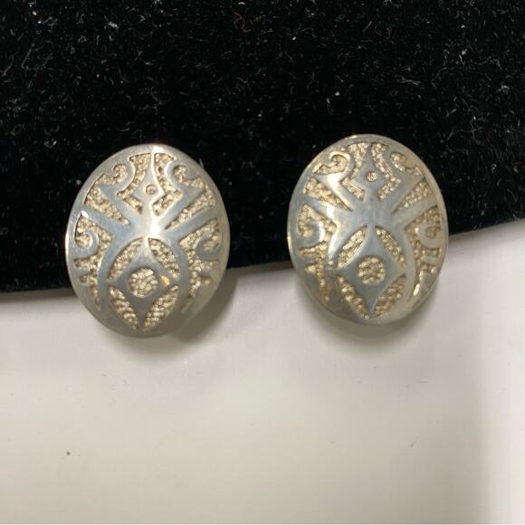 Vintage Navajo Concho Style Clip Statement Earrings 925 Sterling 7.13 gr - Picture 3 of 8